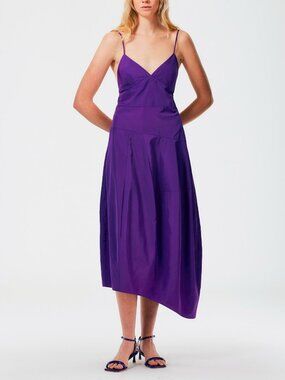 Tibi Purple Italian Sporty Nylon Cami Dress